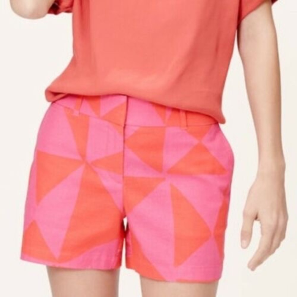 LOFT RIVIERA LINEN SHORTS in Geometric Print Size 8